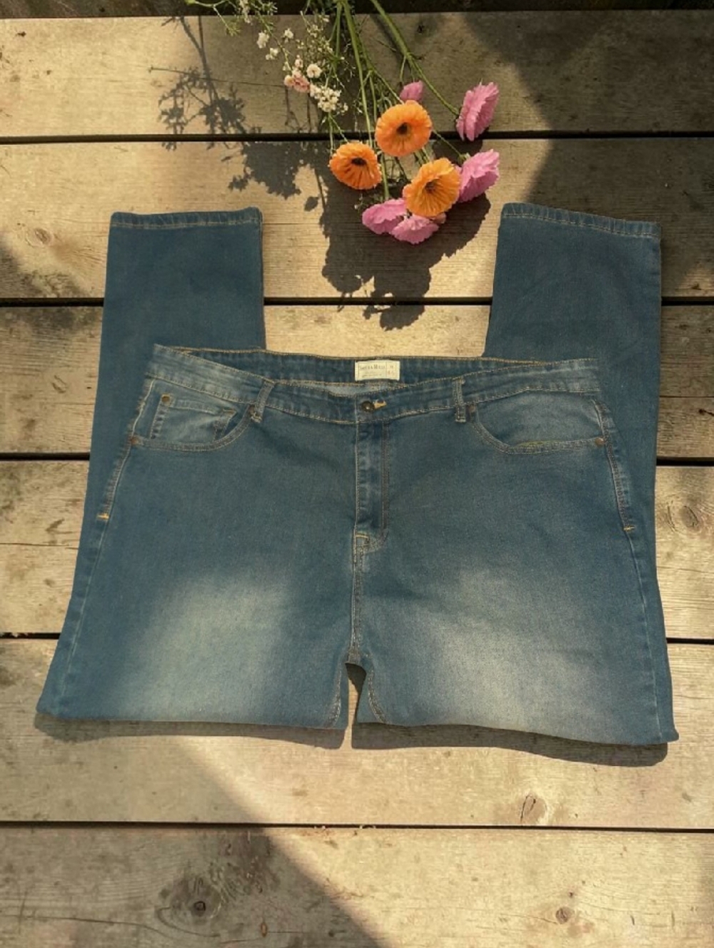 Smith & Mills Denim Mens Jeans 44x30 Regular Fit Stretch Comfort Denim Blue Wash